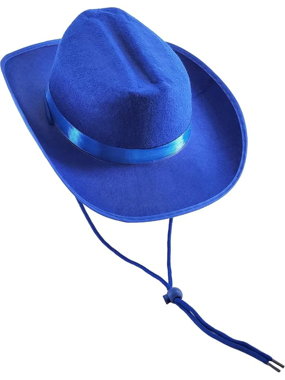 Kids Blue Fabric Felt Costume Strap Western Cowboy Hat 22 Circumference